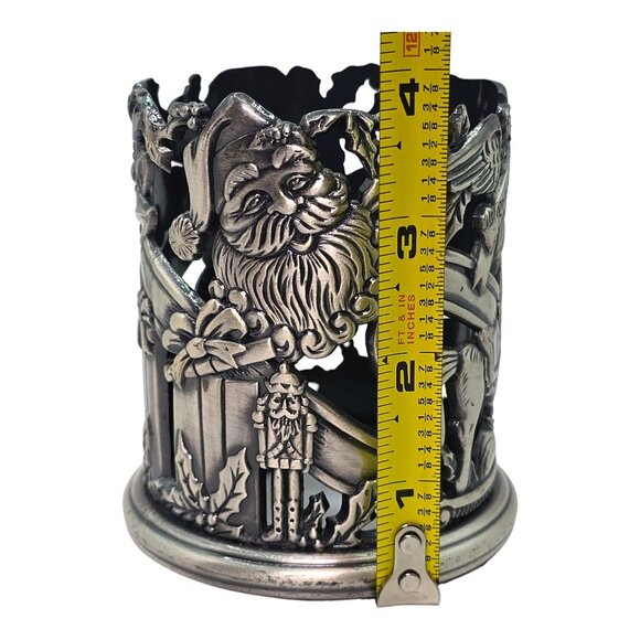 Vtg Godinger Silver Co Pewter Christmas Candle Holder Santa Nutcracker Motifs - Picture 7 of 8